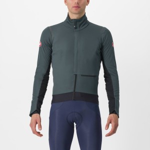 Castelli ALPHA DOPPIO ROS Men Jackets Green / Black | 29AMURJHX