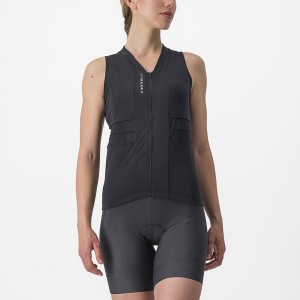 Castelli ANIMA 4 SLEEVELESS Women Jersey Black / White | 46CFEXJPV