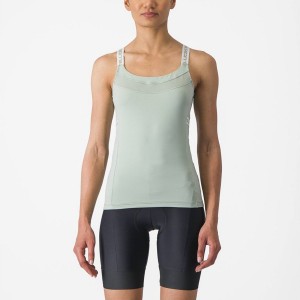 Castelli BAVETTE TOP Women Jersey Green / White | 41UVJKHXC