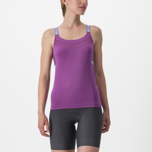 Castelli BAVETTE TOP Women Jersey Purple White | 65HCWXUDL