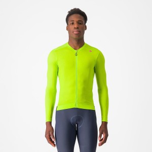 Castelli ESPRESSO LS Men Jersey Light Green / Deep Green | 64TSCUOJQ