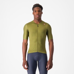 Castelli ESPRESSO Men Jersey Olive / Light Green | 84URLNQZY