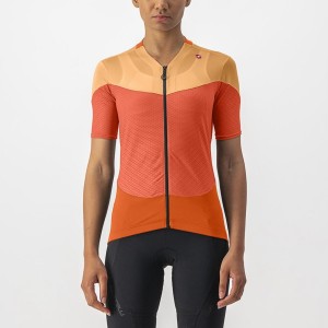 Castelli GRADIENT COLOR BLOCK Women Jersey Deep Red Orange / Orange | 87IMNZBGJ