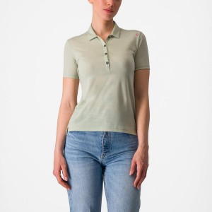 Castelli MERINO W POLO Women Casual Green | 90DOJLPZC