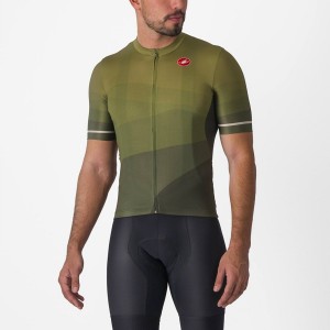 Castelli ORIZZONTE Men Jersey Deep Green / Olive / Silver | 42CNUKQWM