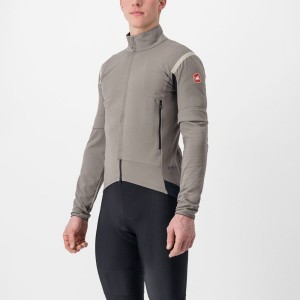 Castelli PERFETTO RoS 2 CONVERTIBLE Men Jackets Grey / Khaki Grey | 69UMZCKEY