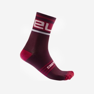 Castelli PROLOGO 15 Men Socks Burgundy / White | 98LOARHGN