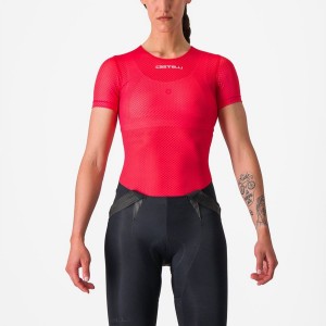 Castelli PRO MESH W SHORT SLEEVE Women Base Layer Red | 15FGJRKYC