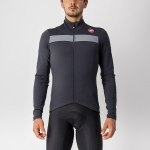 Castelli PURO 3 FZ Men Jersey Black / Silver | 80ZVFOLGC