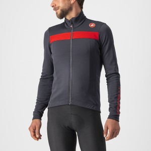 Castelli PURO 3 FZ Men Jersey Dark Grey / Red | 06HVFRMKZ