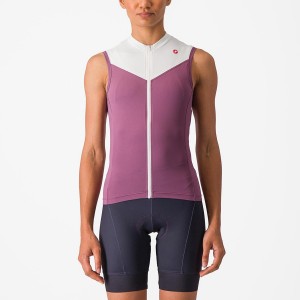 Castelli SOLARIS SLEEVELESS Women Jersey Deep Purple / White | 95EDCPGMU