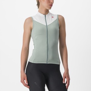 Castelli SOLARIS SLEEVELESS Women Jersey Green / White | 83IRTCMUD