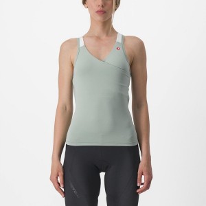 Castelli SOLARIS TOP Women Jersey Green / White | 97ZNIXJHQ