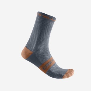 Castelli SUPERLEGGERA T 12 Men Socks Light Grey Blue / Brown | 74VURPSXA