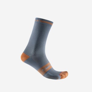 Castelli SUPERLEGGERA T 18 Men Socks Light Grey Blue / Brown | 40JMRWYOV