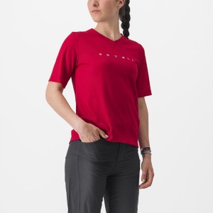 Castelli TRAIL TECH 2 W TEE Women Jersey Dark Red | 25LVQIRNM