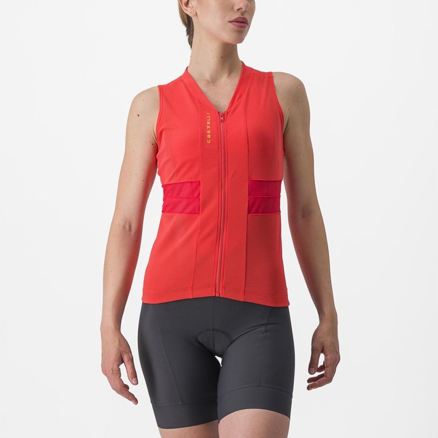 Castelli ANIMA 4 SLEEVELESS Women Jersey Orange | 53ARETWDH