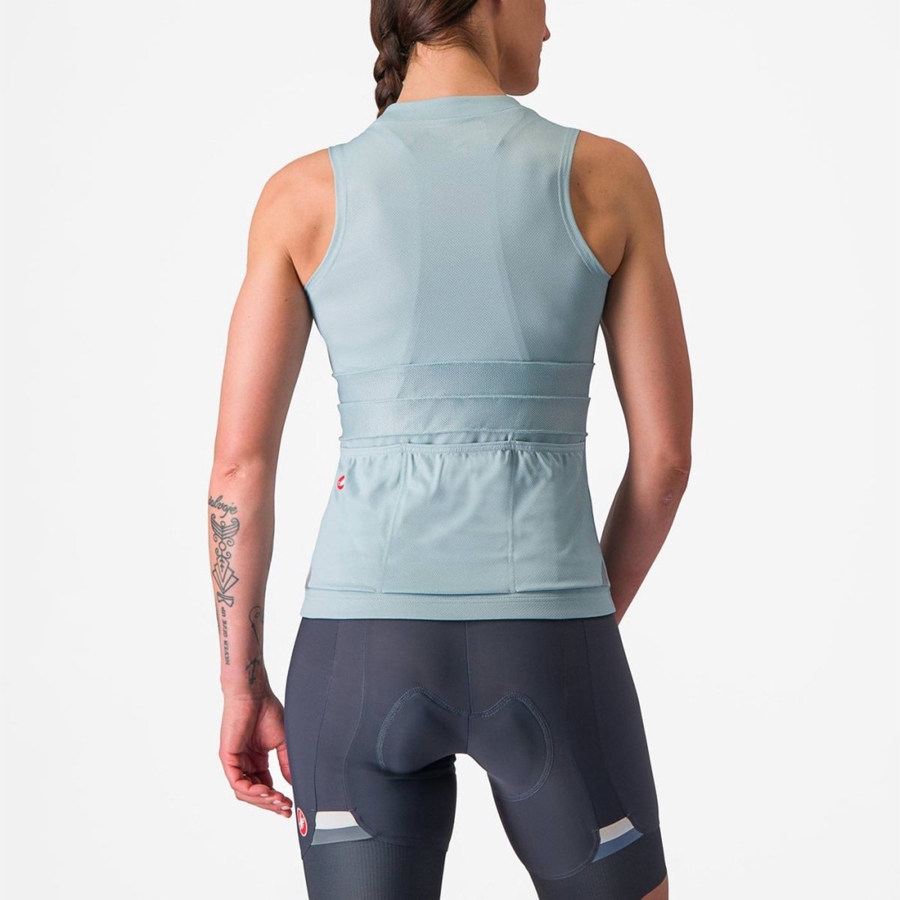 Castelli ANIMA 4 SLEEVELESS Women Jersey Blue / Dark Grey Blue | 28VAGMUYJ