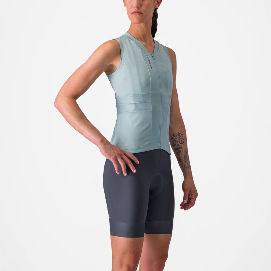 Castelli ANIMA 4 SLEEVELESS Women Jersey Blue / Dark Grey Blue | 28VAGMUYJ