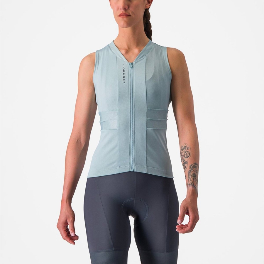 Castelli ANIMA 4 SLEEVELESS Women Jersey Blue / Dark Grey Blue | 28VAGMUYJ