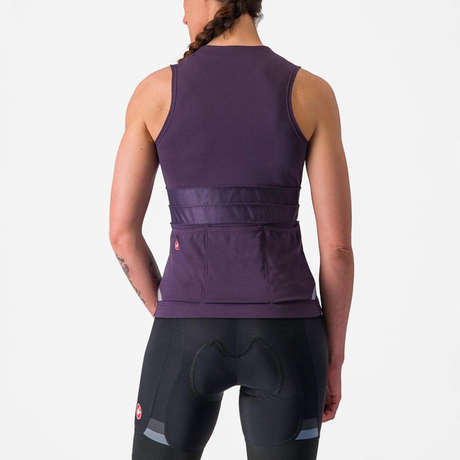 Castelli ANIMA 4 SLEEVELESS Women Jersey Purple White | 15RSHEICP