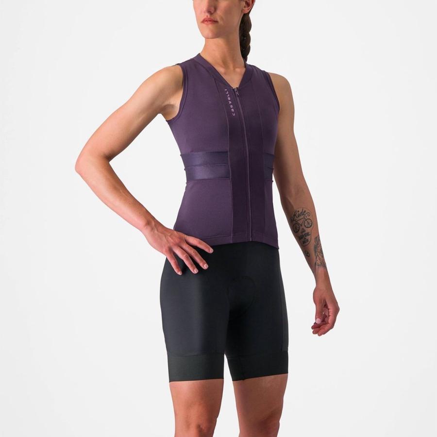 Castelli ANIMA 4 SLEEVELESS Women Jersey Purple White | 15RSHEICP