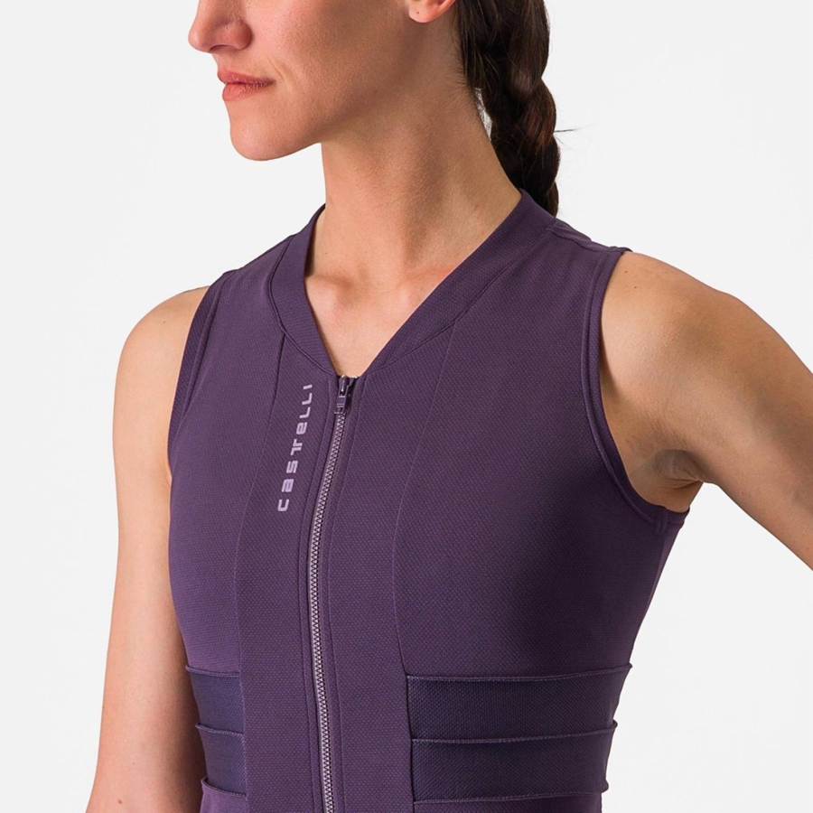 Castelli ANIMA 4 SLEEVELESS Women Jersey Purple White | 15RSHEICP