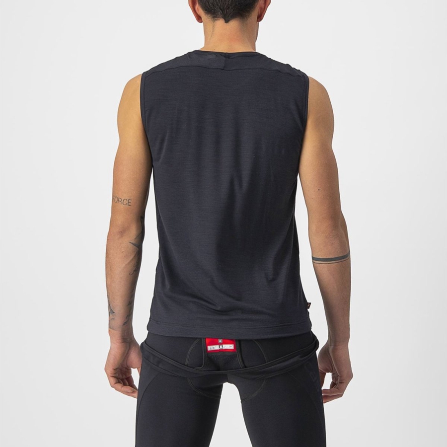 Castelli BANDITO WOOL SLEEVELESS Men Base Layer Black | 23QWSFKNU