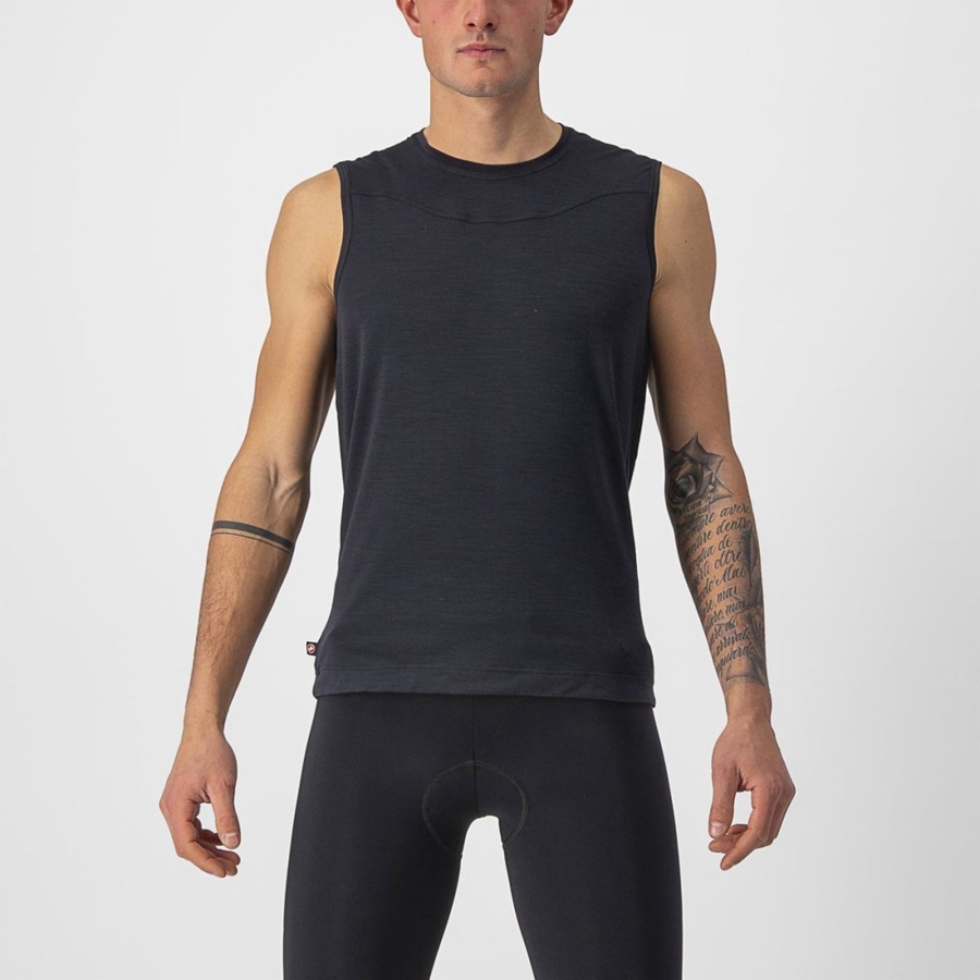 Castelli BANDITO WOOL SLEEVELESS Men Base Layer Black | 23QWSFKNU