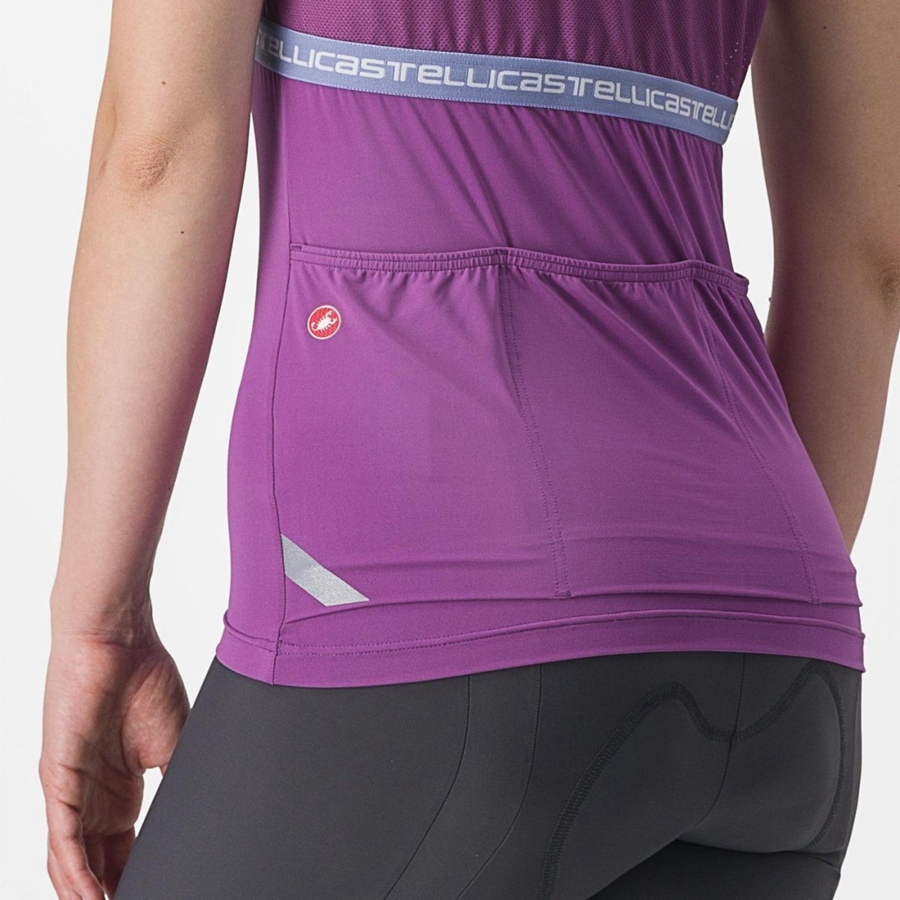 Castelli BAVETTE TOP Women Jersey Purple White | 65HCWXUDL