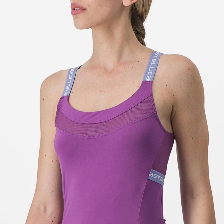 Castelli BAVETTE TOP Women Jersey Purple White | 65HCWXUDL