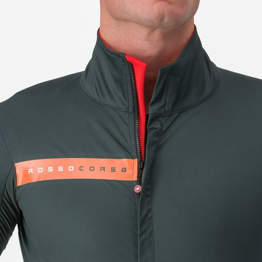 Castelli BETA RoS Men Jackets Green / Red Orange | 38OKGREMC