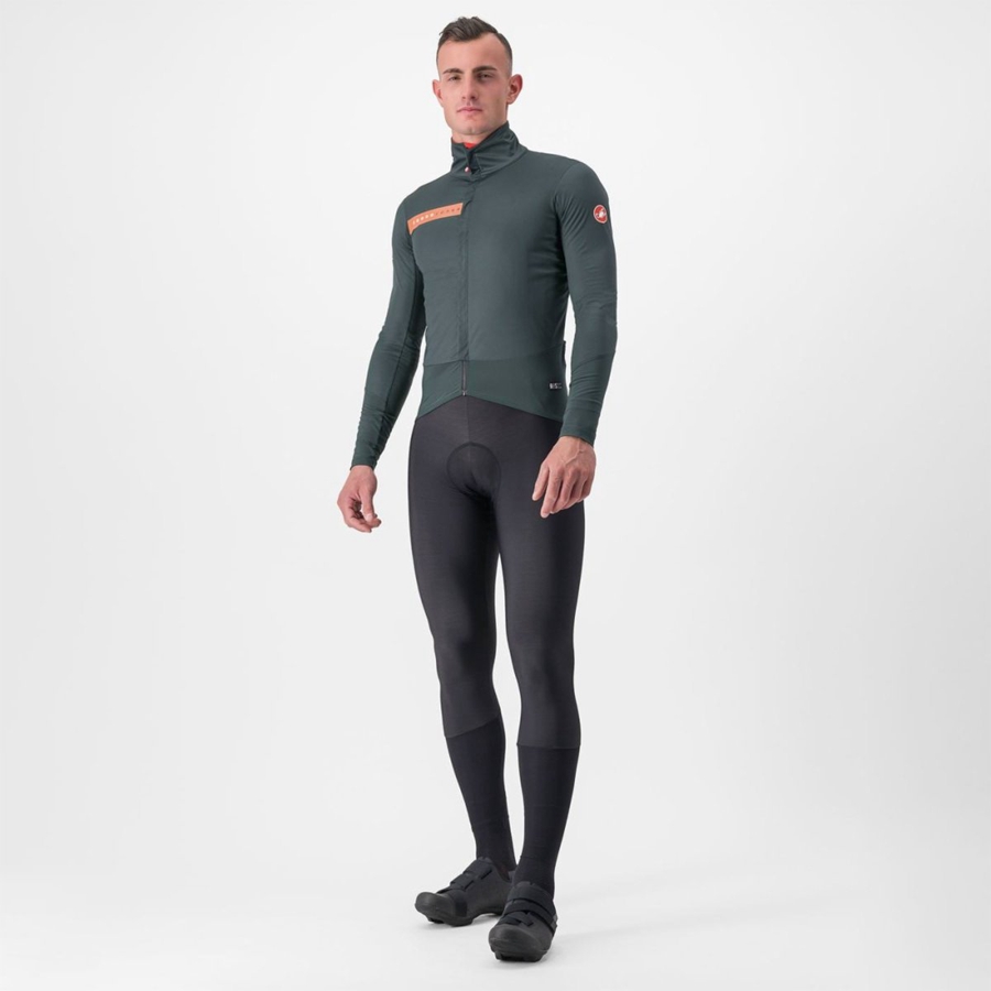 Castelli BETA RoS Men Jackets Green / Red Orange | 38OKGREMC