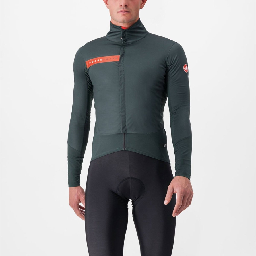 Castelli BETA RoS Men Jackets Green / Red Orange | 38OKGREMC