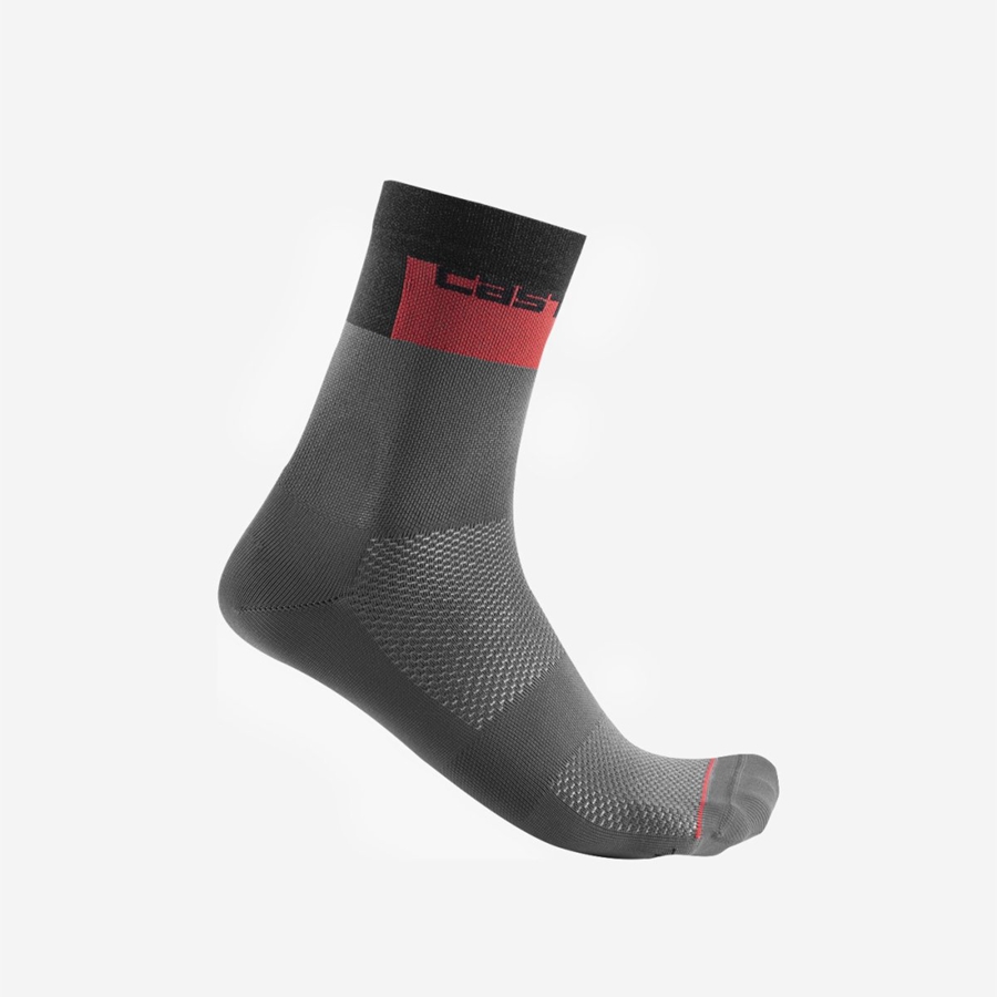 Castelli BLOCCO 15 Men Socks Dark Grey | 68TYJXORS