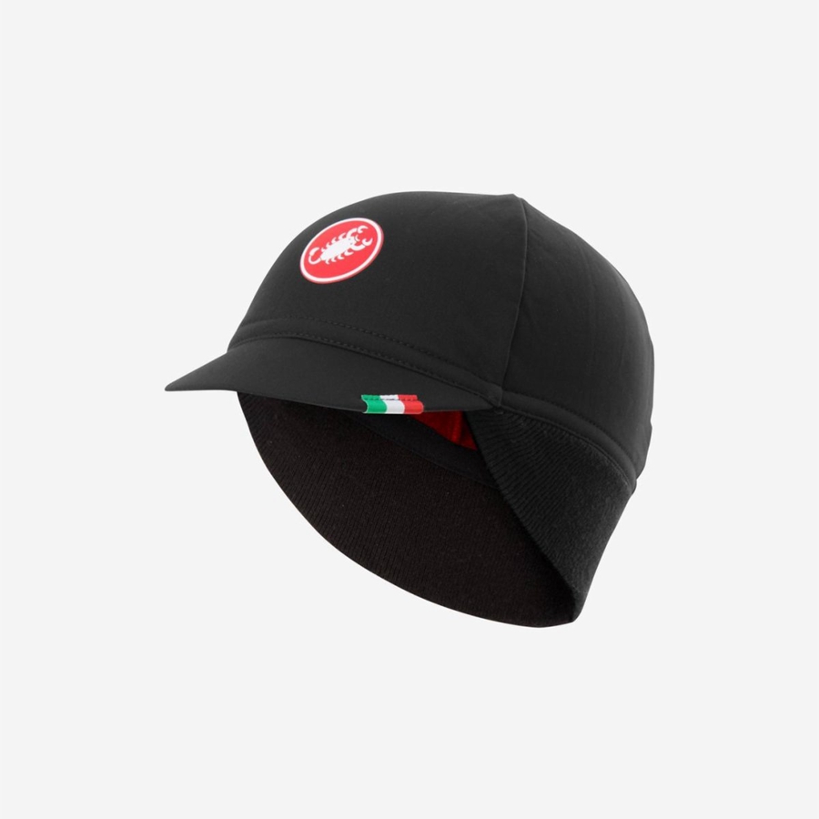 Castelli DIFESA THERMAL Men Cap Black Red | 94HYQNCGZ