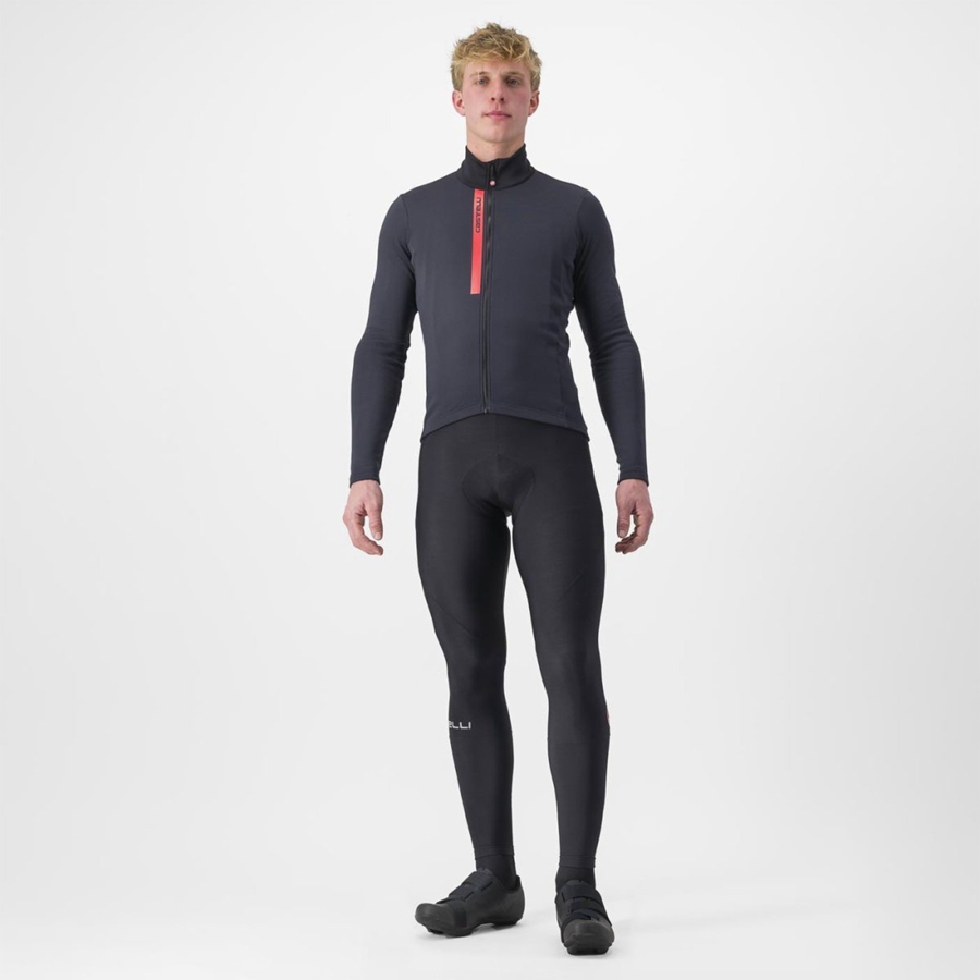 Castelli ENTRATA THERMAL Men Jersey Black / Red | 50WRULVMP