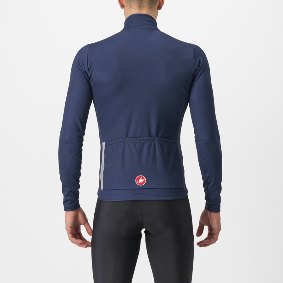 Castelli ENTRATA THERMAL Men Jersey Blue / Silver Grey | 05MKLUYIX