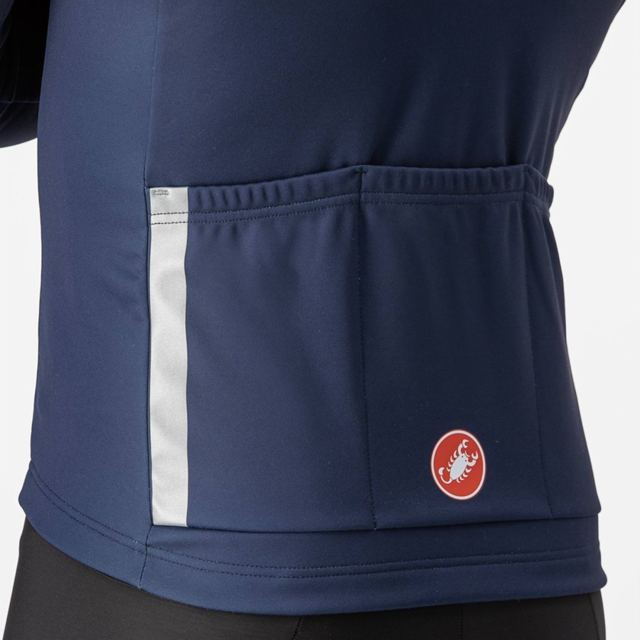 Castelli ENTRATA THERMAL Men Jersey Blue / Silver Grey | 05MKLUYIX