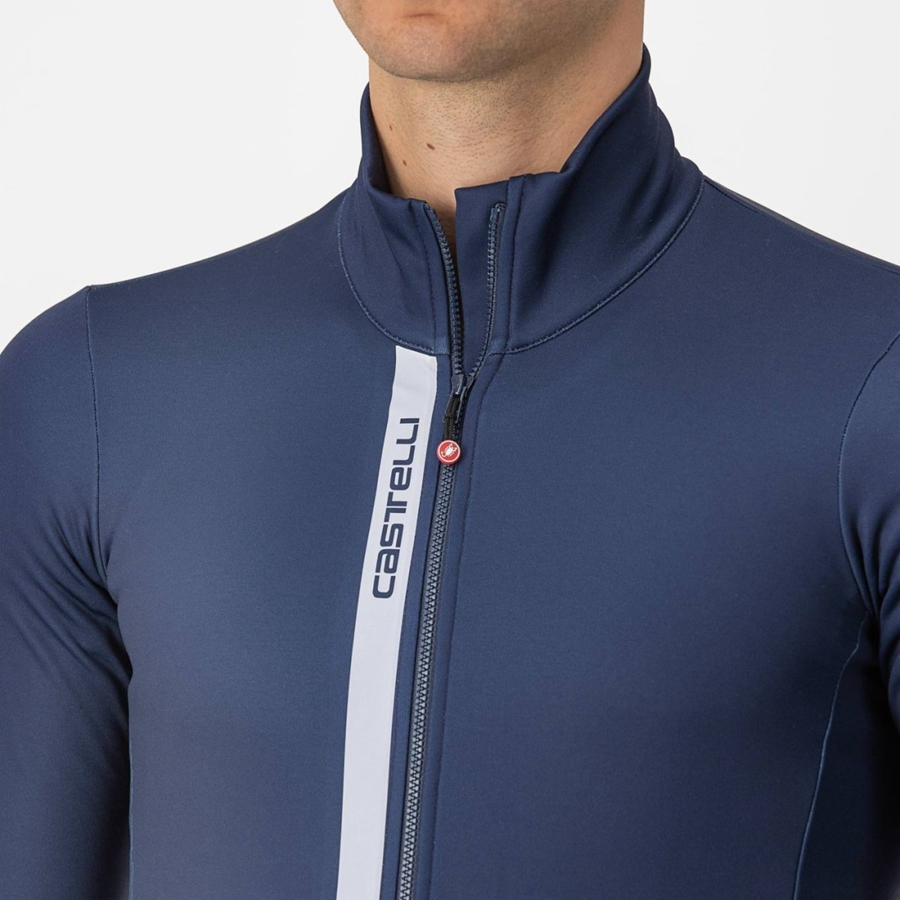 Castelli ENTRATA THERMAL Men Jersey Blue / Silver Grey | 05MKLUYIX