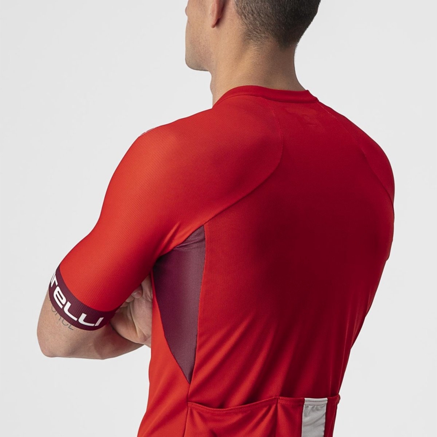 Castelli ENTRATA VI Men Jersey Red / Burgundy / White | 35QHSBZJL