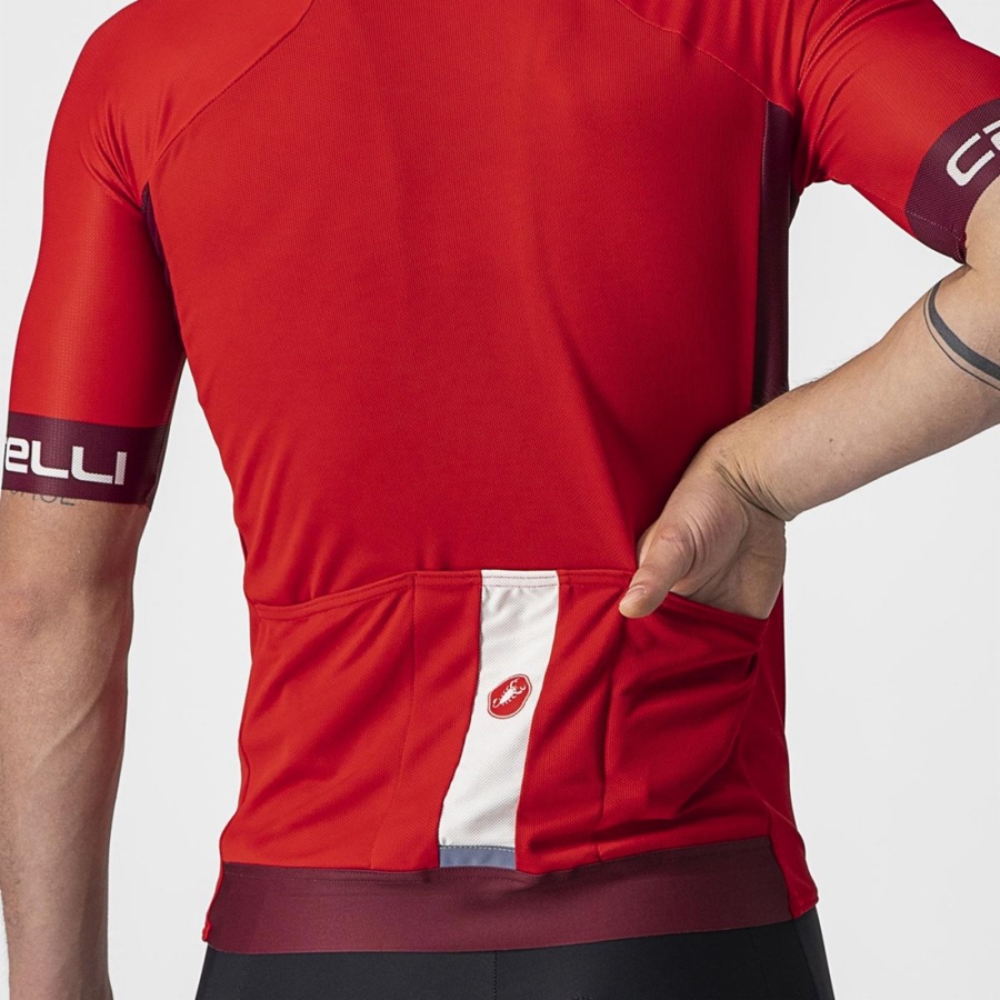 Castelli ENTRATA VI Men Jersey Red / Burgundy / White | 35QHSBZJL