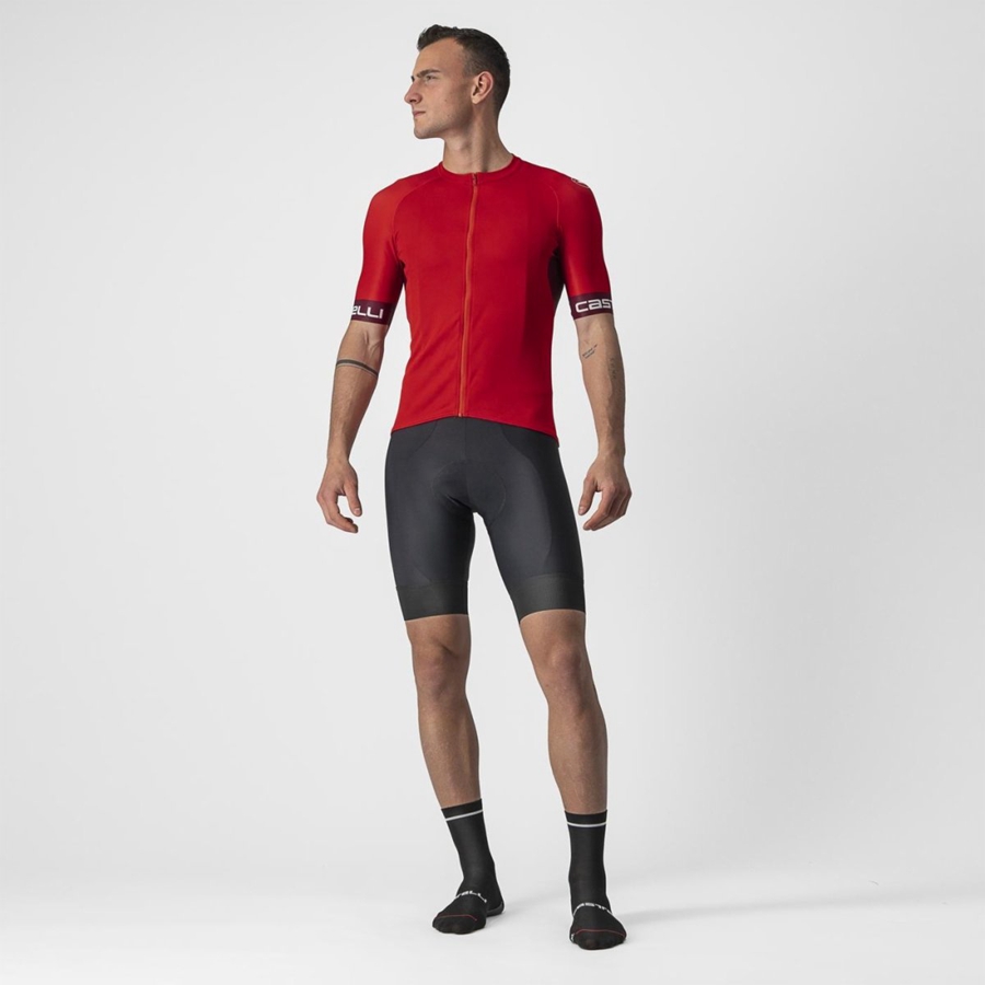 Castelli ENTRATA VI Men Jersey Red / Burgundy / White | 35QHSBZJL