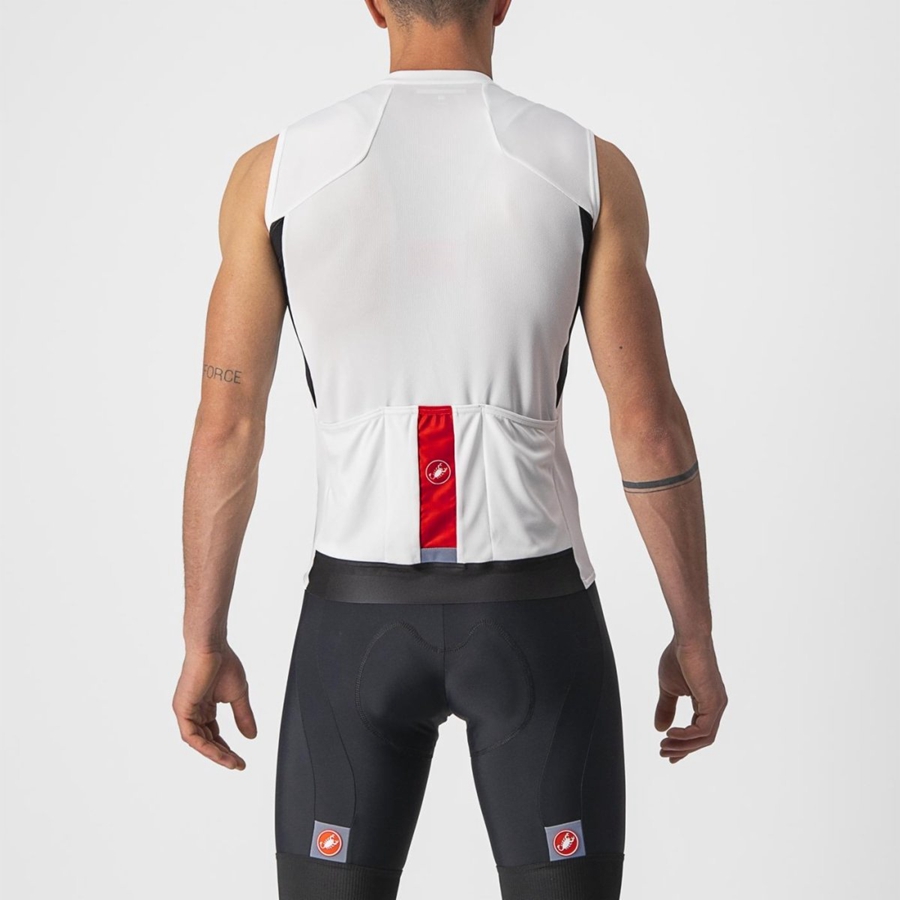 Castelli ENTRATA VI SLEEVELESS Men Jersey White / Black / Red | 49CHENQID