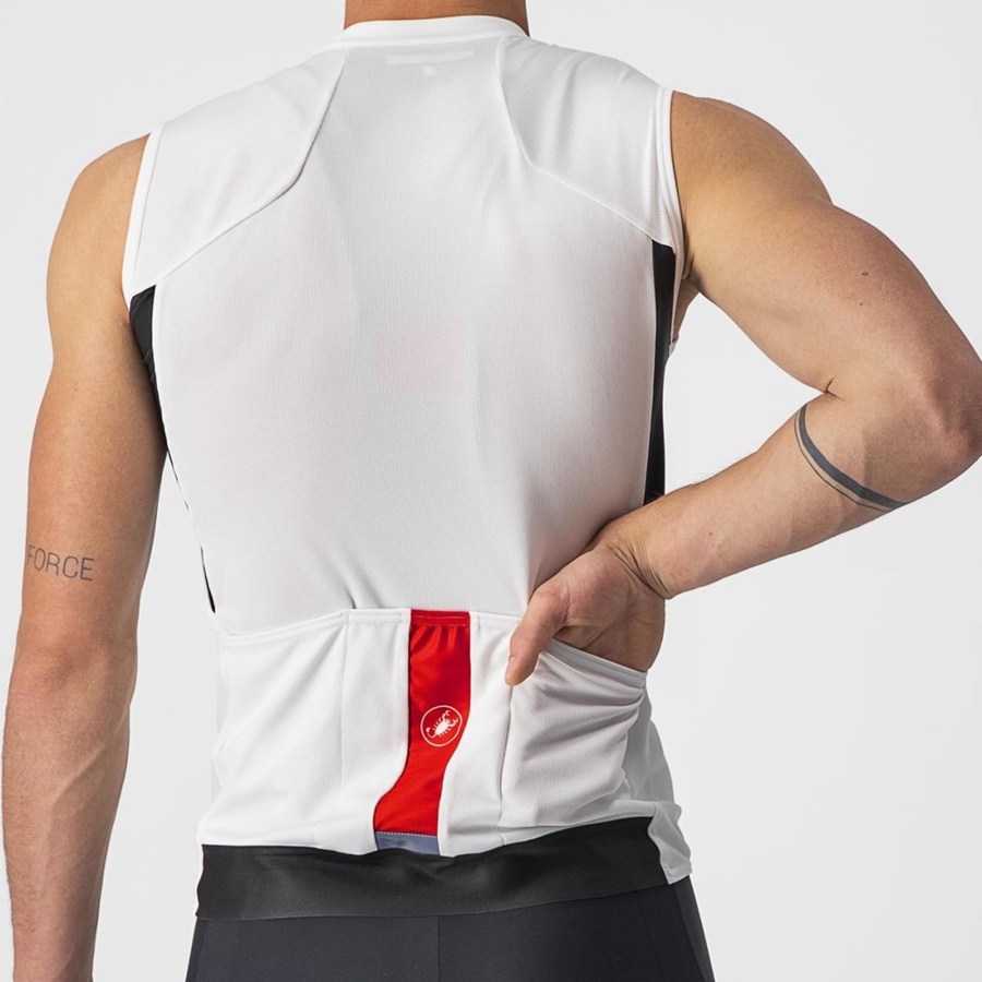 Castelli ENTRATA VI SLEEVELESS Men Jersey White / Black / Red | 49CHENQID