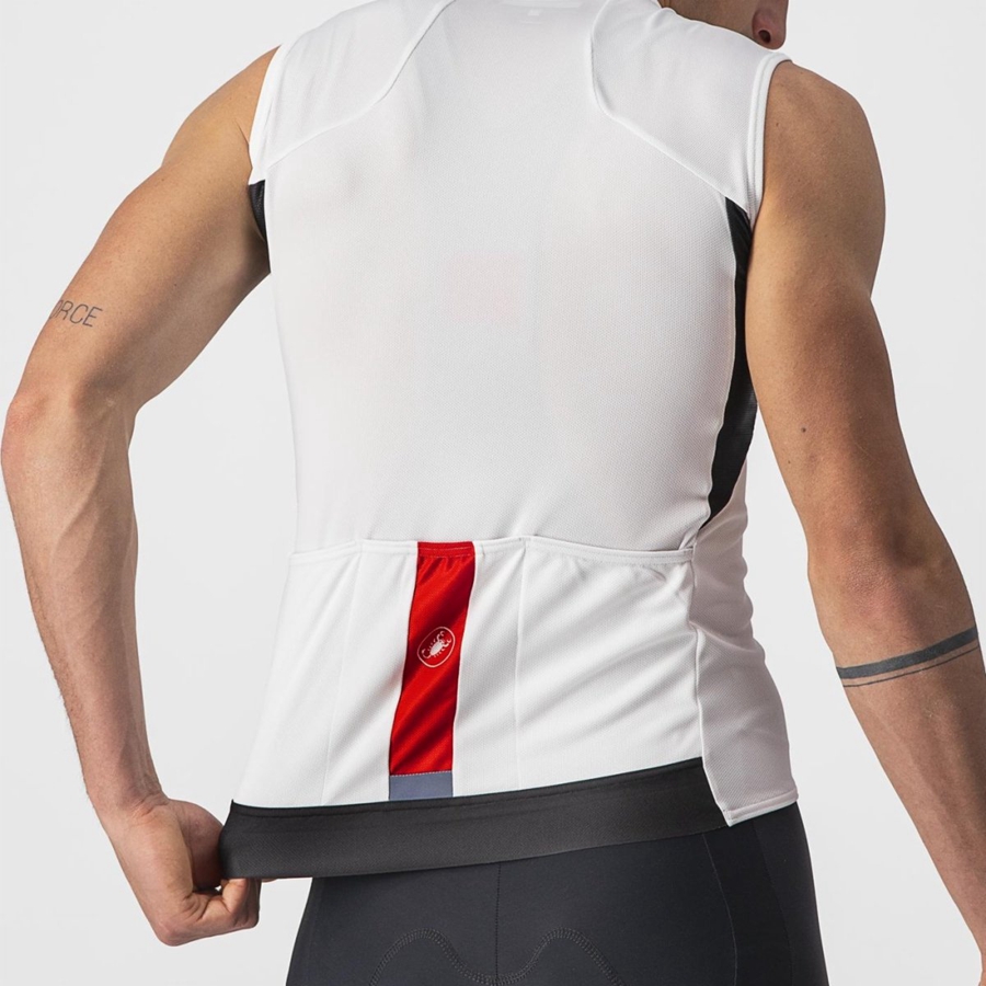 Castelli ENTRATA VI SLEEVELESS Men Jersey White / Black / Red | 49CHENQID