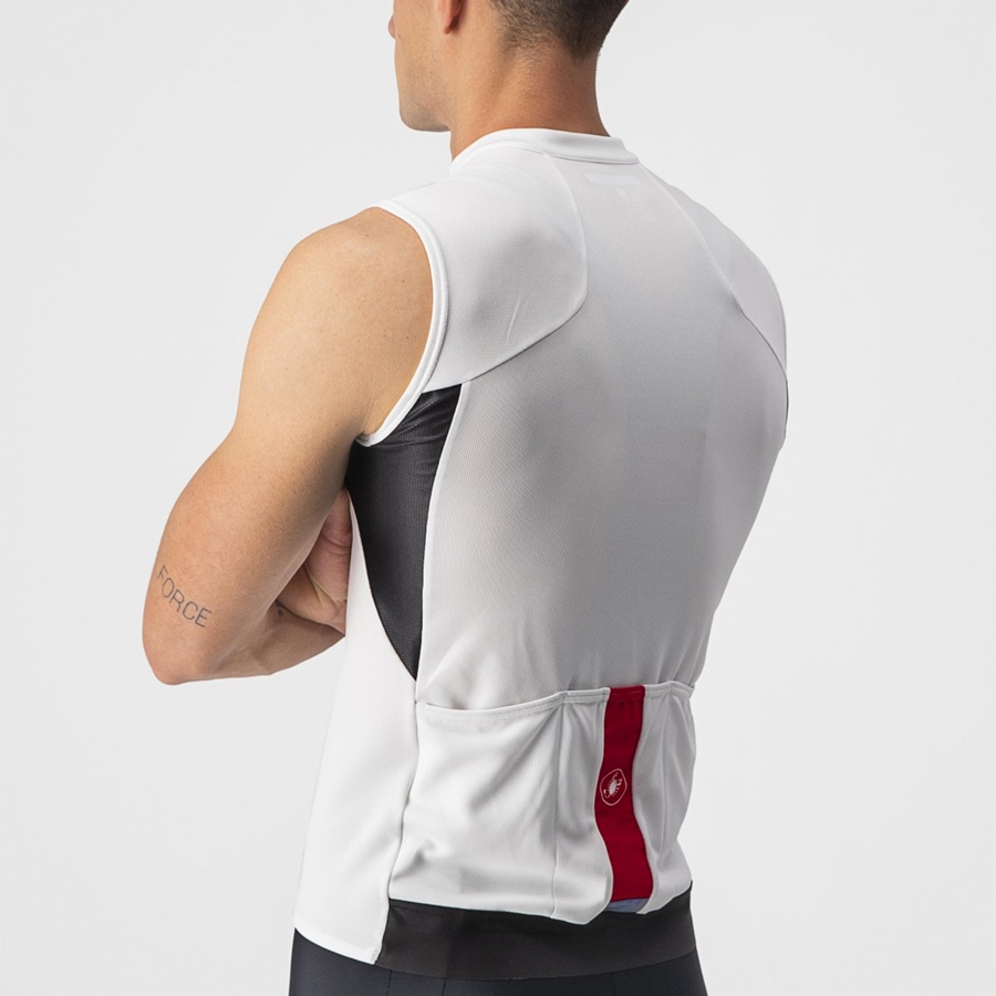 Castelli ENTRATA VI SLEEVELESS Men Jersey White / Black / Red | 49CHENQID