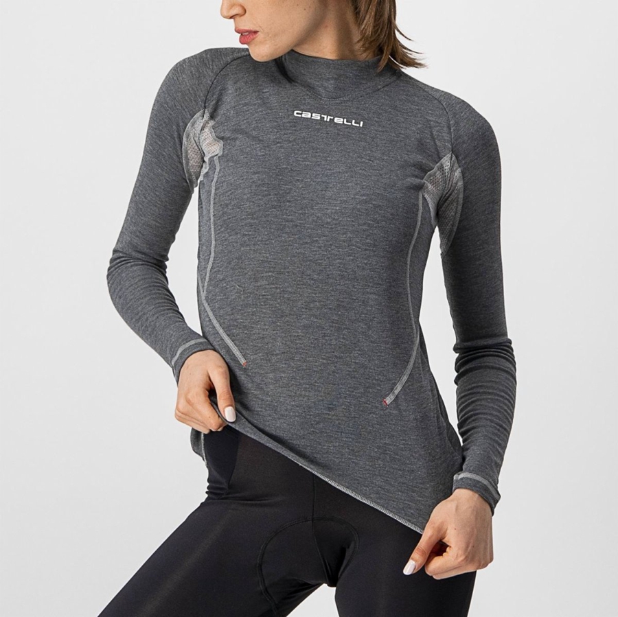 Castelli FLANDERS 2 W WARM LONG SLEEVE Women Base Layer Grey | 23TANKMER