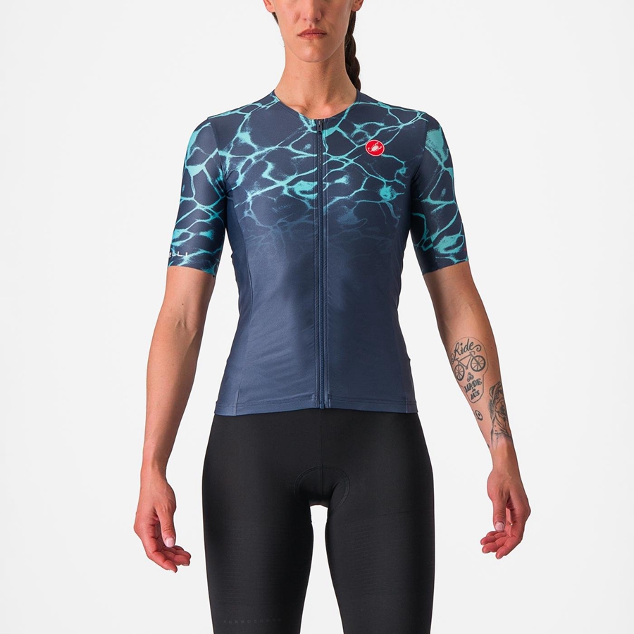 Castelli FREE SPEED 2 W RACE TOP Women Suits Blue / Light Turquoise | 31WGISJMP