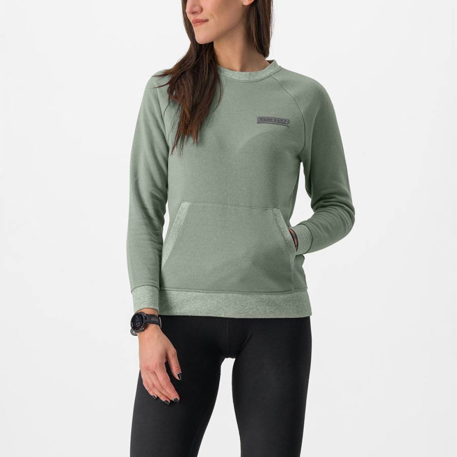 Castelli LOGO W SWEATSHIRT Women Casual Green | 15LFZDUHS